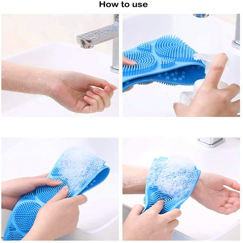 2 Pack Silicone Bath Body Brush Back Scrubber Exfoliating Back Washer Scrub Soft Belt pour Femmes Hommes Deep Clean Massage Skin