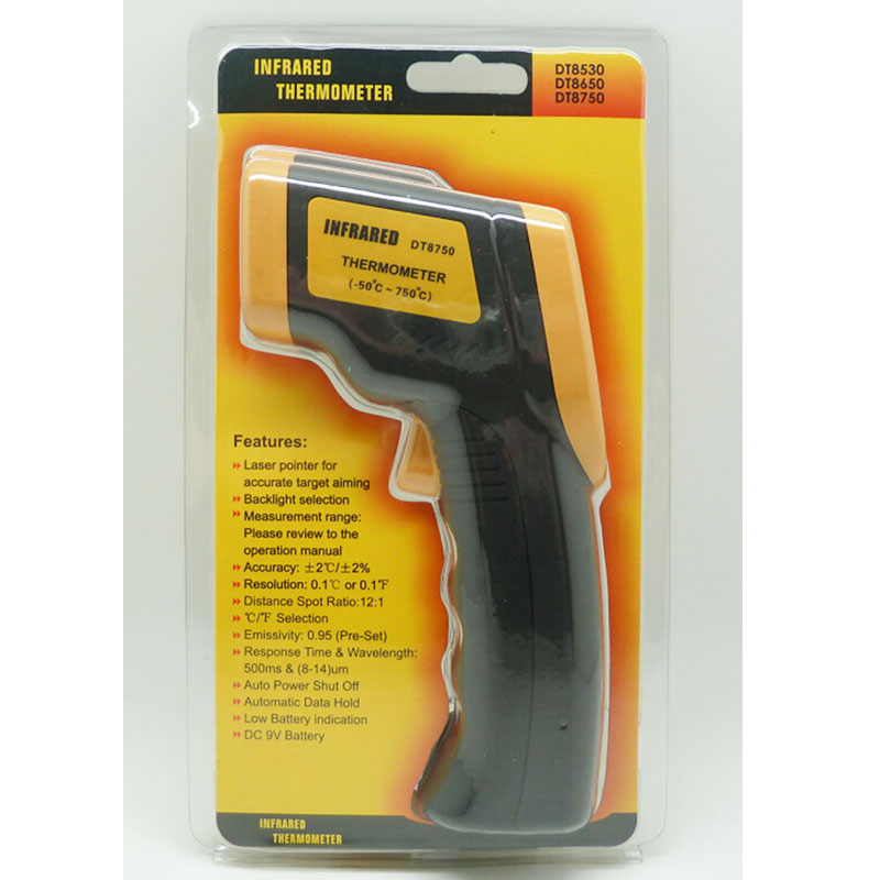 Type de pistolet numérique DT8530 -50-530 degrés CE approuvé Thermomètre infrarouge IR Thermomètre infrarouge sans contact Thermomètre industriel