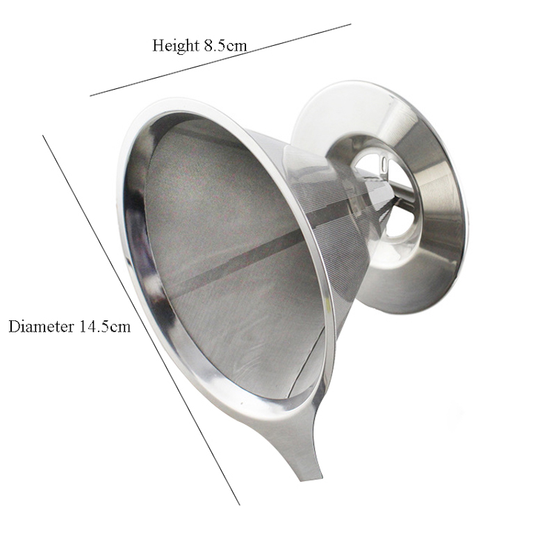 Filtre à café en treillis vertical renversé réutilisable avec des gouttelettes d 'acier inoxydable