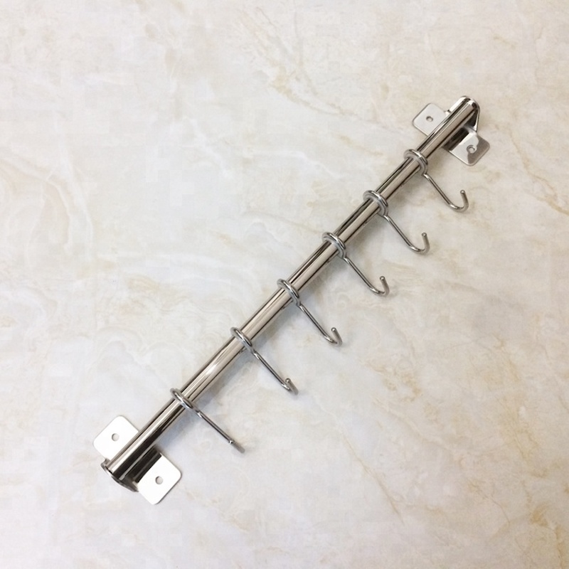 Outils de suspension de pot de montage mural de forage gratuit crochets ustensile de cuisine en acier inoxydable rail de rack suspendu
