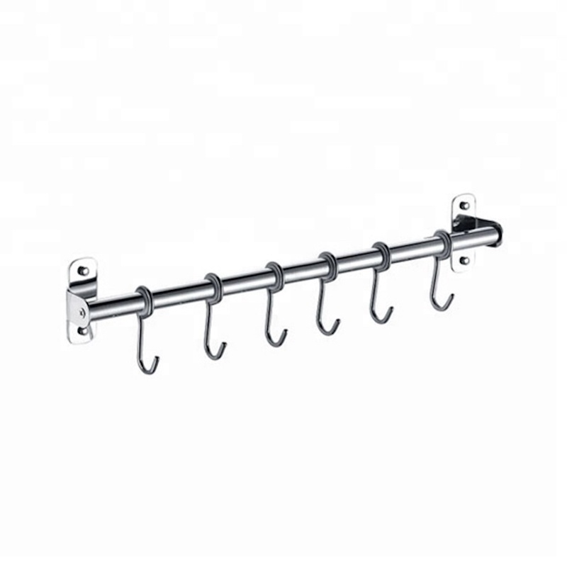 Outils de suspension de pot de montage mural de forage gratuit crochets ustensile de cuisine en acier inoxydable rail de rack suspendu