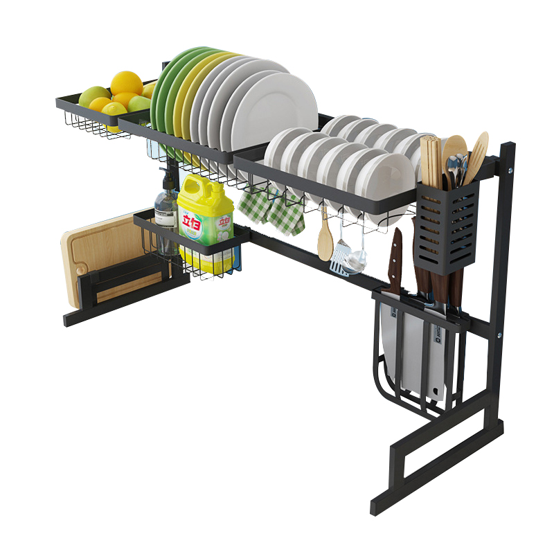Type debout fait sur commande d'acier inoxydable étagères de stockage de cuisine de support d'évier de cuisine de séchage