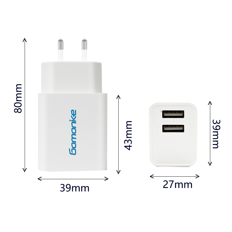 Adaptateur de prise européen, chargeur mural double USB 2.1A compatible avec iPhone, Samsung, LG, téléphones Android
