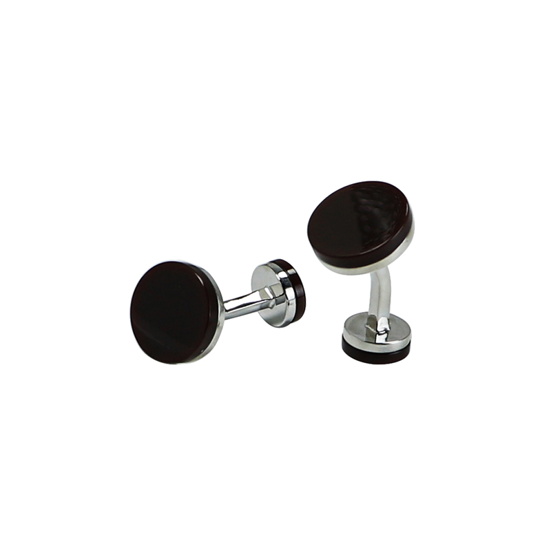 Boutons de manchette Chemises dos plat Agate marron