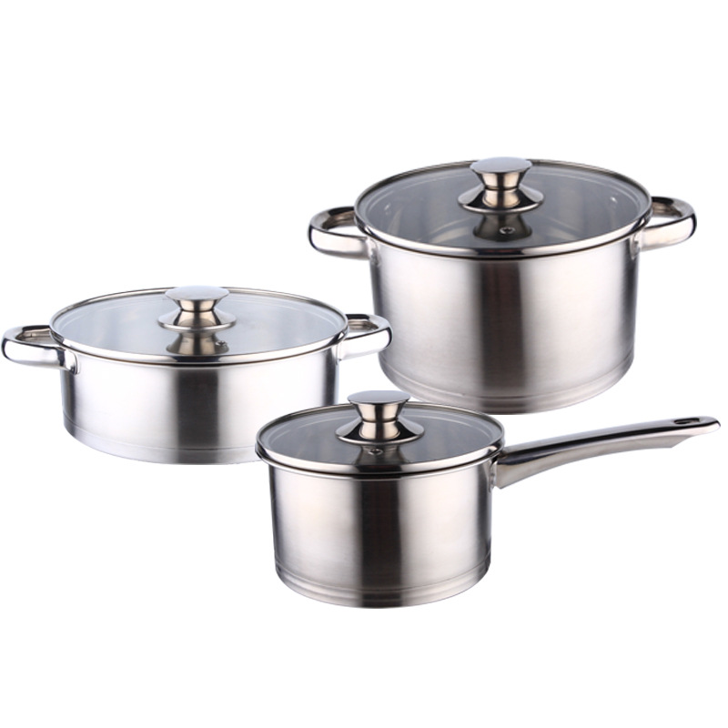 Ensemble casserole en acier inoxydable, 3 pièces, 5 pièces