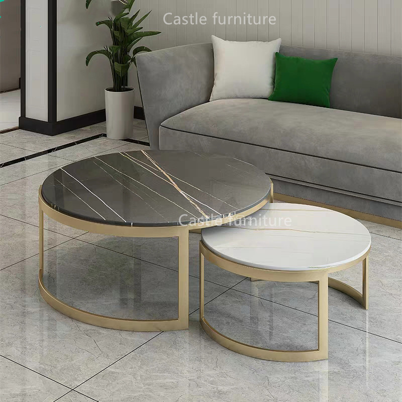 Table basse en marbre et acier inoxydable