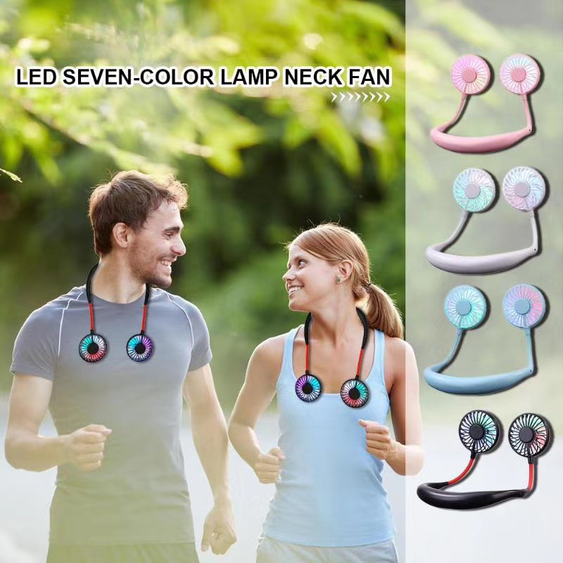 Portable Neckband Sports Fan USB Rechargeable LED Light Fan 3rd Gerneration
