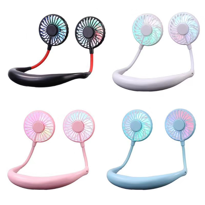 Portable Neckband Sports Fan USB Rechargeable LED Light Fan 3rd Gerneration