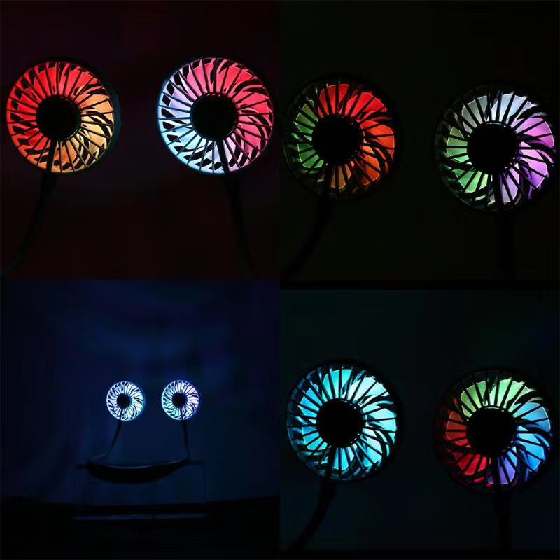 Portable Neckband Sports Fan USB Rechargeable LED Light Fan 3rd Gerneration