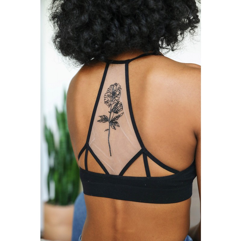 GA-5543 Fleur Bloom Tattoo Mesh Braalette