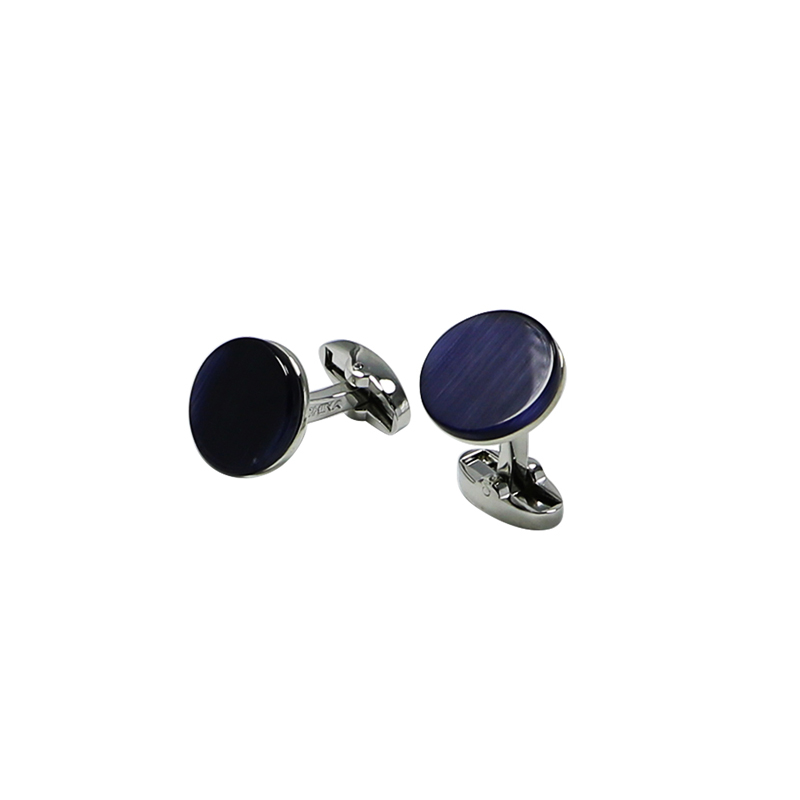 Boutons de manchette ronds plats Blue Eye