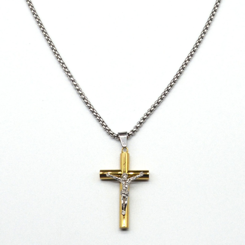 Collier pendentif croix en acier inoxydable Jésus rfbnck1098