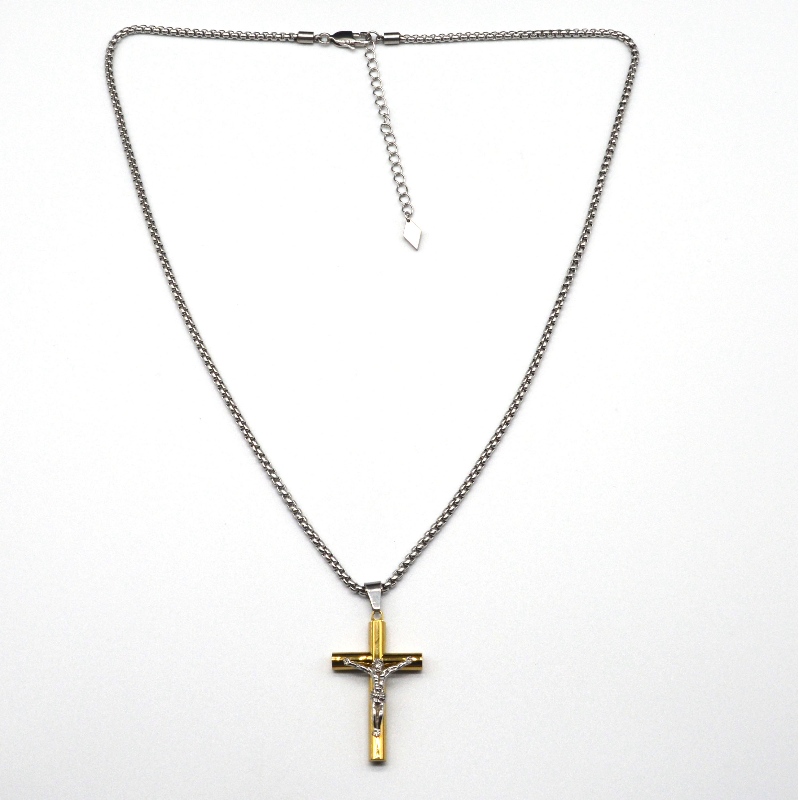Collier pendentif croix en acier inoxydable Jésus rfbnck1098