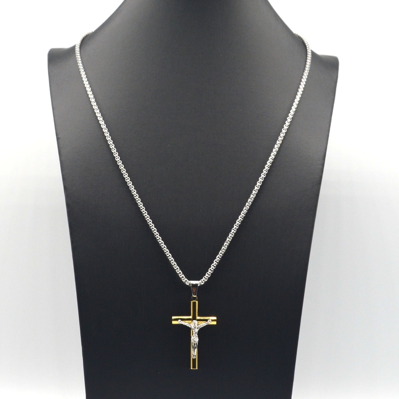 Collier pendentif croix en acier inoxydable Jésus rfbnck1098