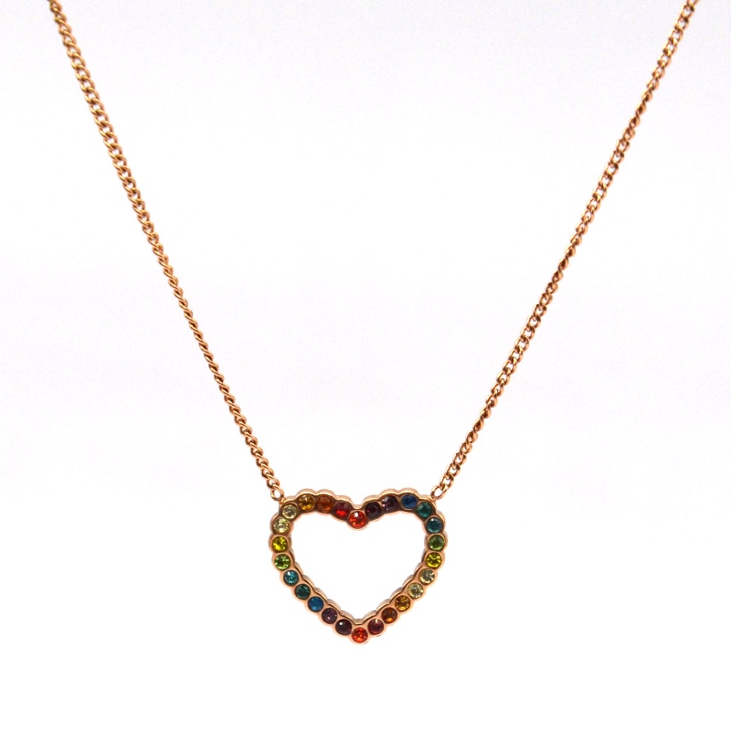Collier pendentif en pierre d'argile en forme de coeur en acier inoxydable RFBNCK1111