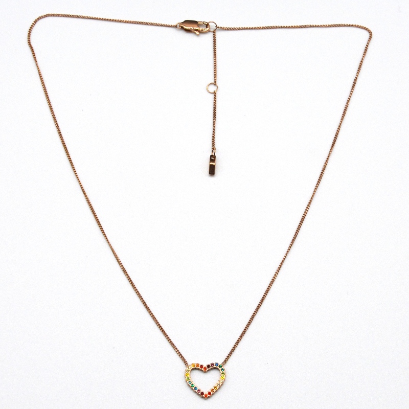 Collier pendentif en pierre d'argile en forme de coeur en acier inoxydable RFBNCK1111