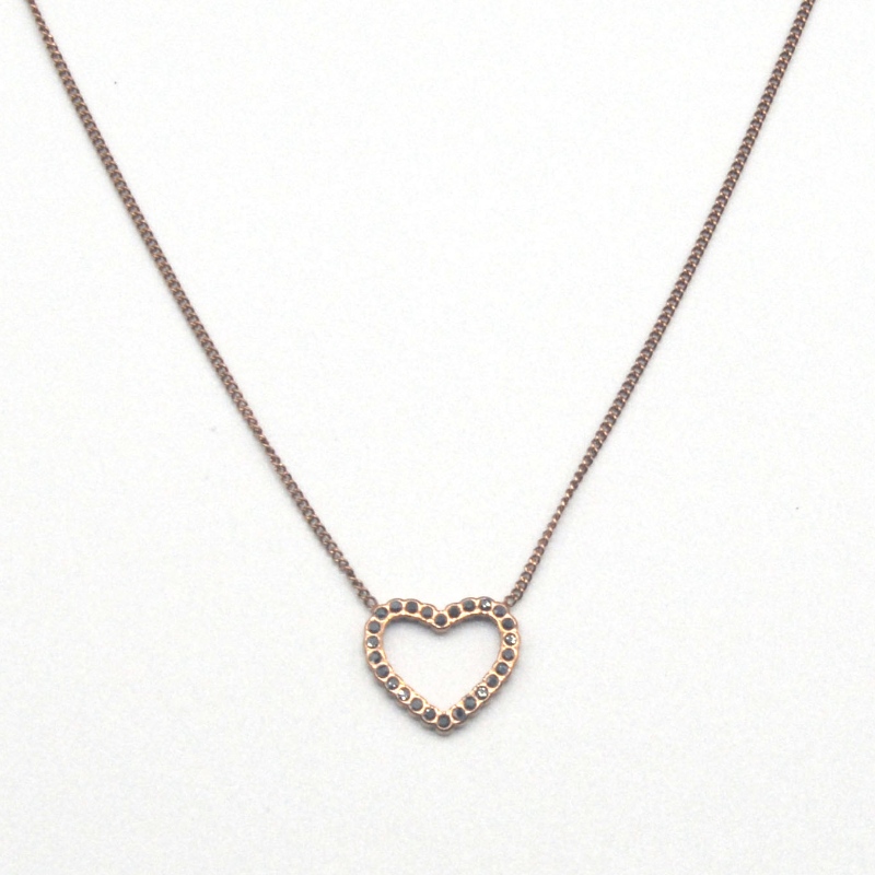 Collier pendentif en pierre d'argile en forme de coeur en acier inoxydable RFBNCK1567