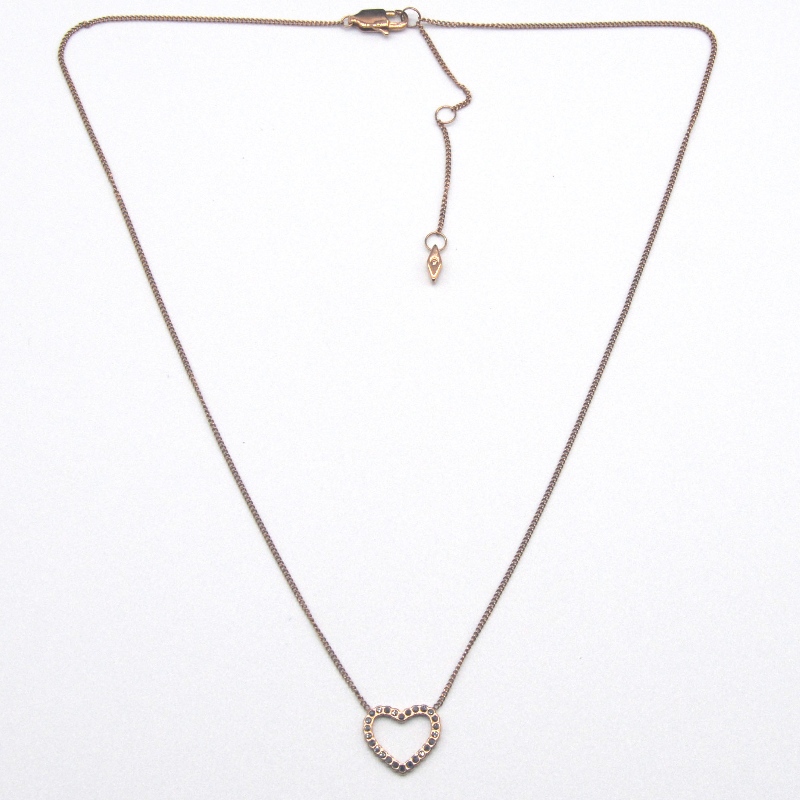 Collier pendentif en pierre d'argile en forme de coeur en acier inoxydable RFBNCK1567
