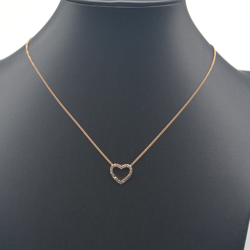Collier pendentif en pierre d'argile en forme de coeur en acier inoxydable RFBNCK1567