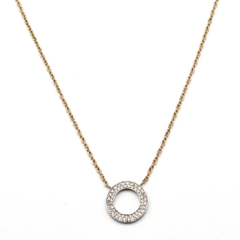 Collier pendentif pierre ronde en acier inoxydable rfbnck1089
