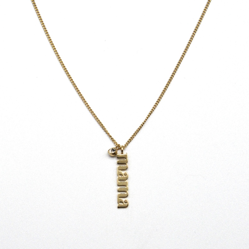 Stainless steel letter pendant Zircon Pendant Necklace rfbnck1021
