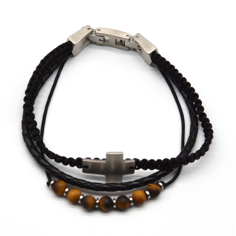 Bracelet en cuir d'accessoires en acier inoxydable RFBBG1567