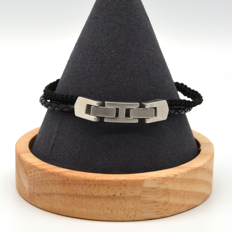 Bracelet en cuir d'accessoires en acier inoxydable RFBBG1567