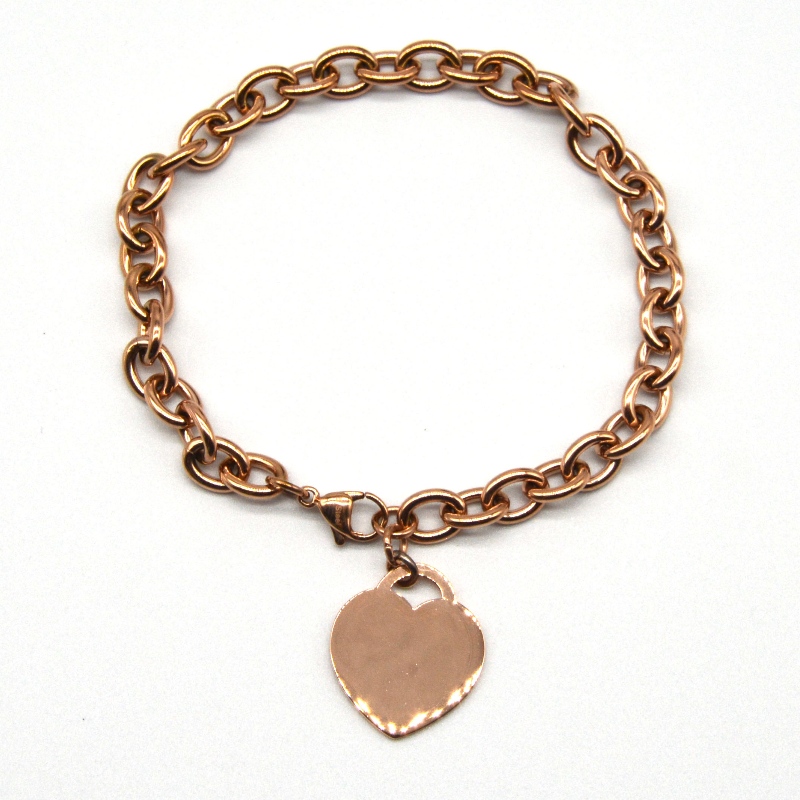 Bracelet chaîne pendentif en forme de coeur en acier inoxydable RFBBG0069