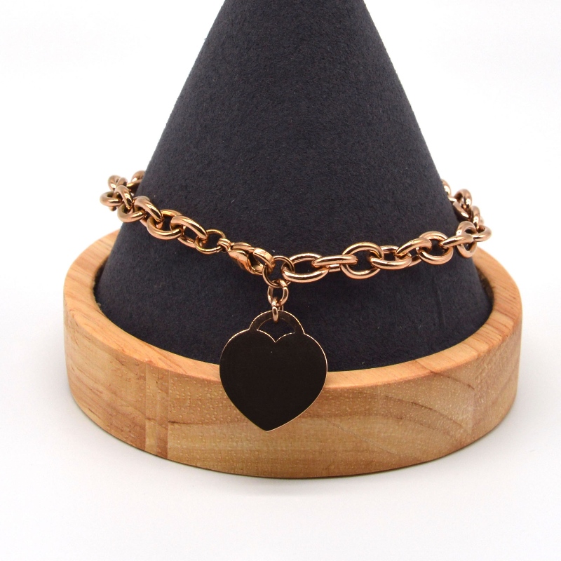 Bracelet chaîne pendentif en forme de coeur en acier inoxydable RFBBG0069