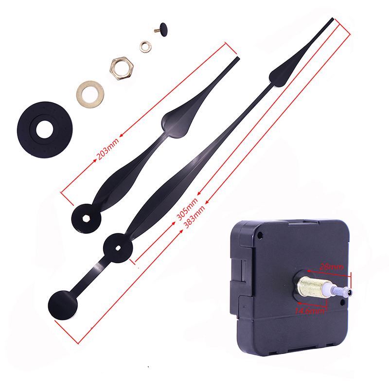 Mouvement d'horloge noir quartz HR1688 23 mm et grandes aiguilles