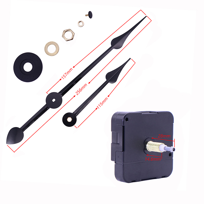 Mouvement d'horloge noir quartz HR1688 23 mm et grandes aiguilles