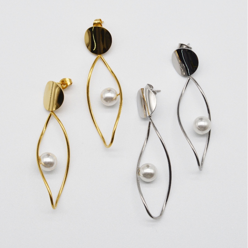 Boucles d'oreilles perle en acier inoxydable, bijoux fantaisie, bijoux fantaisie, Bijoux perle Rfber0168