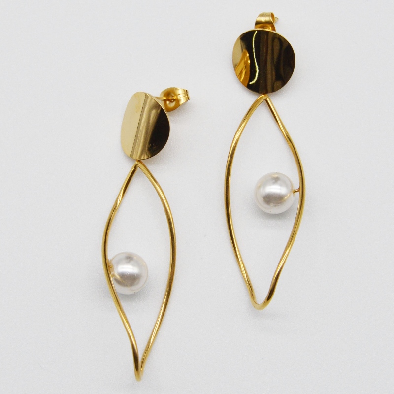 Boucles d'oreilles perle en acier inoxydable, bijoux fantaisie, bijoux fantaisie, Bijoux perle Rfber0168