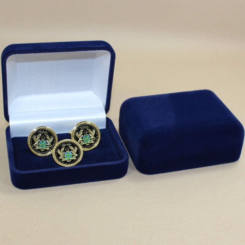 Cartouche de velours circulaire de type D - 45S pour deux boutons de manches, un pince à cravate d 'une longueur de 60 mm, ou plusieurs insignes, pièces, médailles, etc., de MM.75 * 95 * 32 mm, poids approximatif 65G