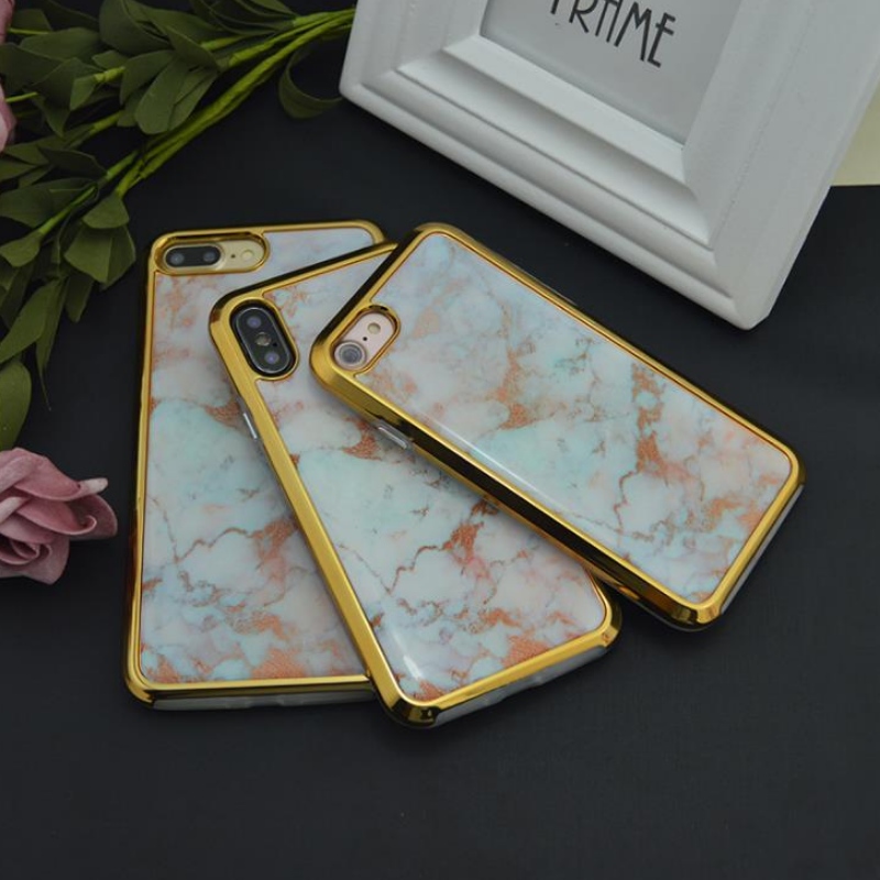 IPhone deux-en-un galvanisé par PC pour la personnalisation d'usine de l'iPhone EX de l'étui drop-gel Plus Marble