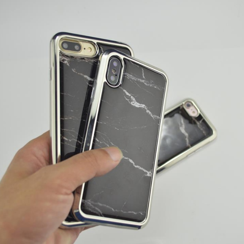 IPhone deux-en-un galvanisé par PC pour la personnalisation d'usine de l'iPhone EX de l'étui drop-gel Plus Marble