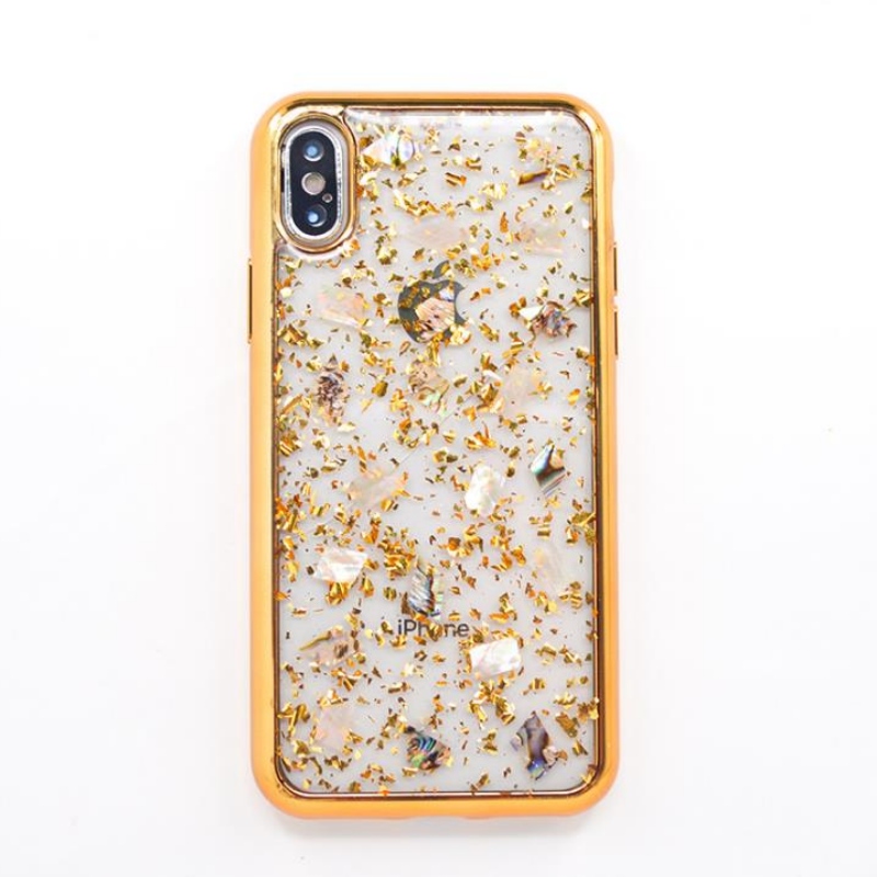 Apple pour vente directe iPhone bord de placage de feuille d'or, coque de fée colorée coque mobile transparente personnalisée