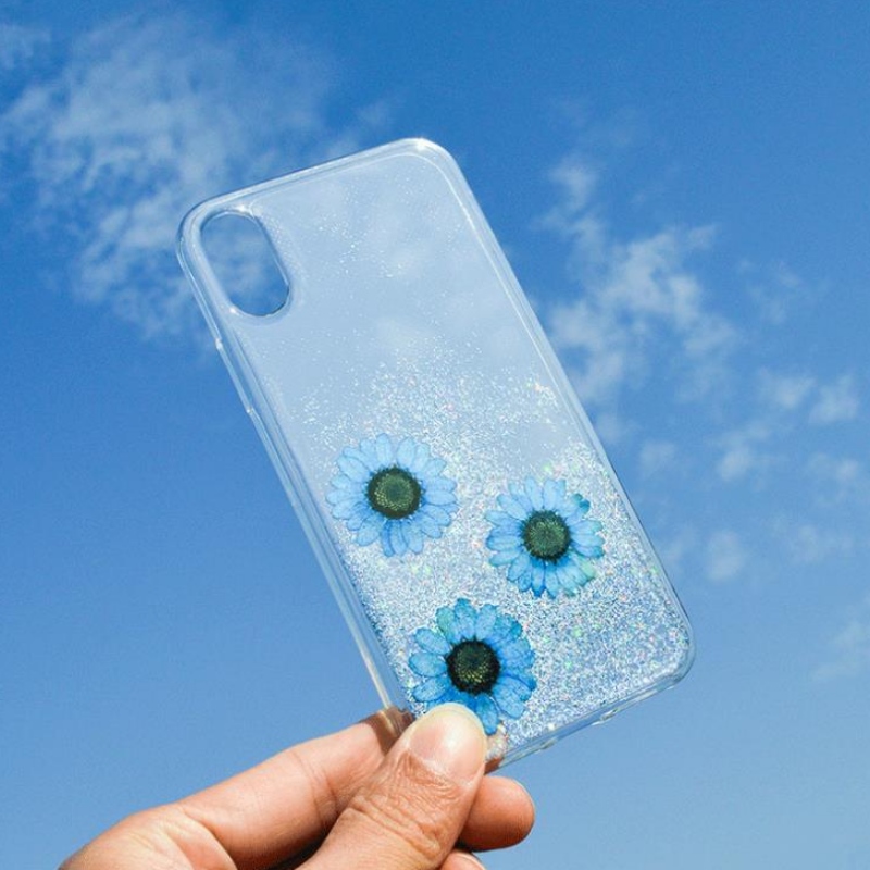 Fabricant Personnalisé Mode Apple iPhoneX spécial vrai fleur sèche gaufrage petite fleur fraîche cas de téléphone de baisse