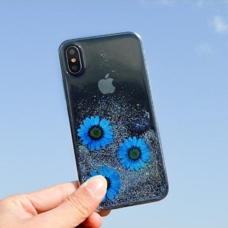 Fabricant Personnalisé Mode Apple iPhoneX spécial vrai fleur sèche gaufrage petite fleur fraîche cas de téléphone de baisse