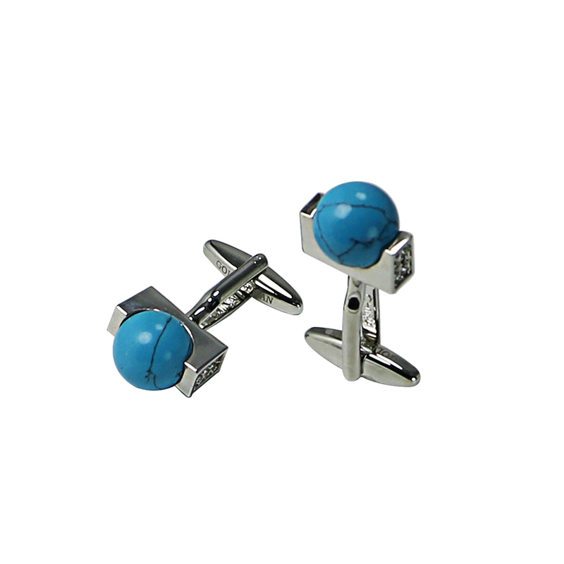 Boutons de manchette uniques turquoise et boule de cristal