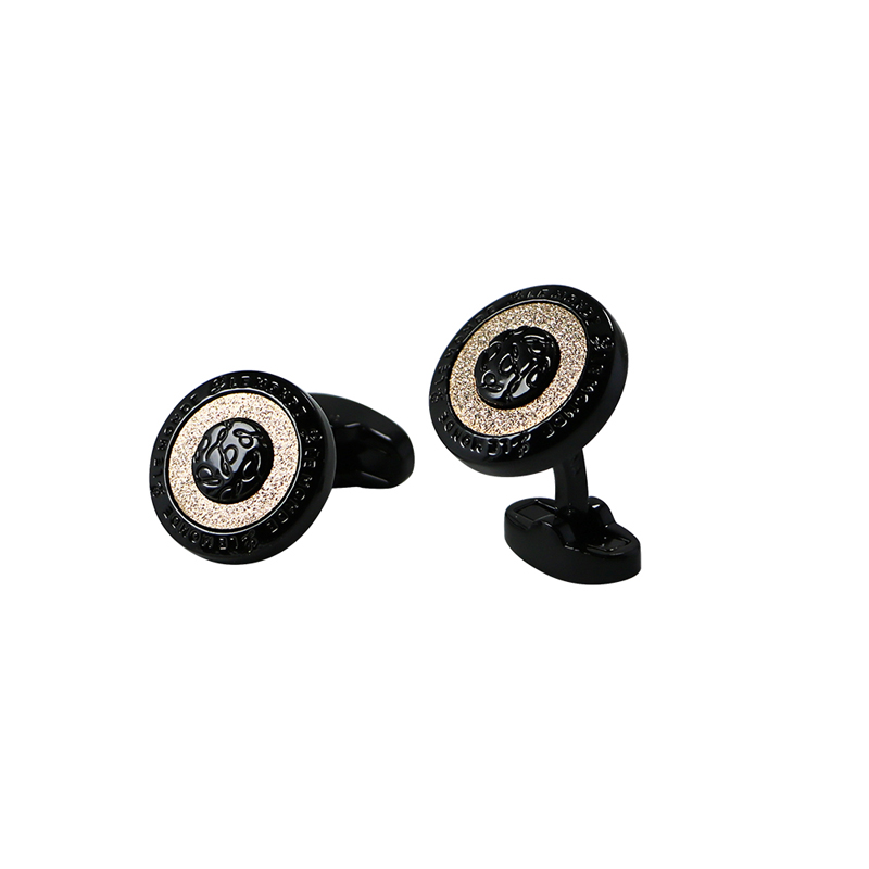 Boutons de manchette chemises rondes vintage 2 tons