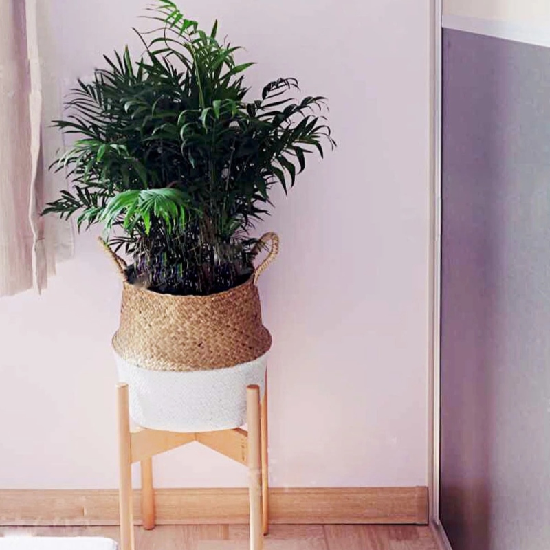 Décor à la maison pot de fleur stand ovale suspendu panier de rangement en jonc de mer