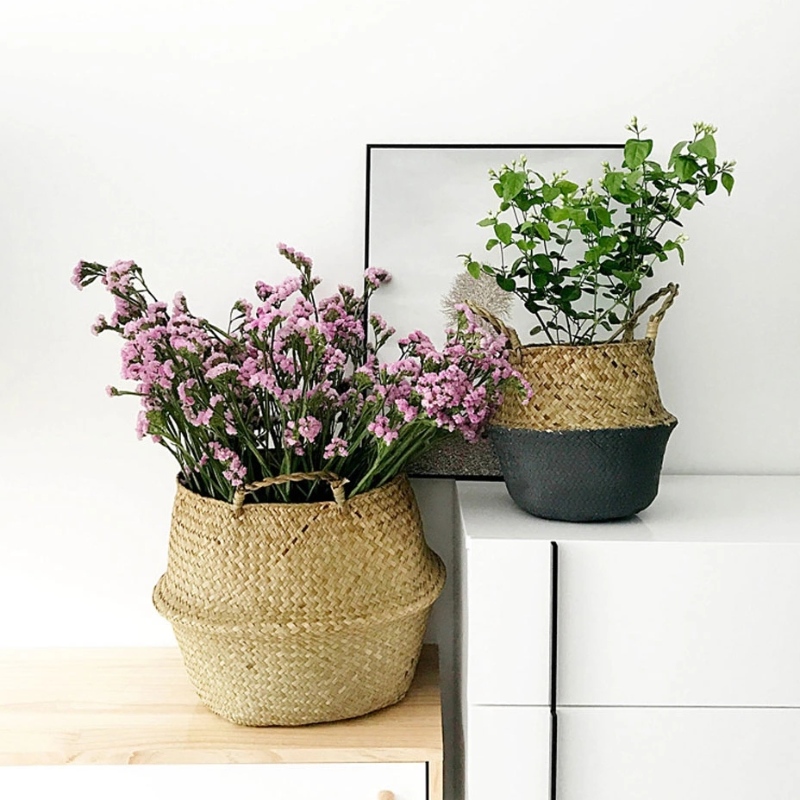 Support de ventre tissé en jonc de mer pour le stockage suspendu au panier de jonc de mer