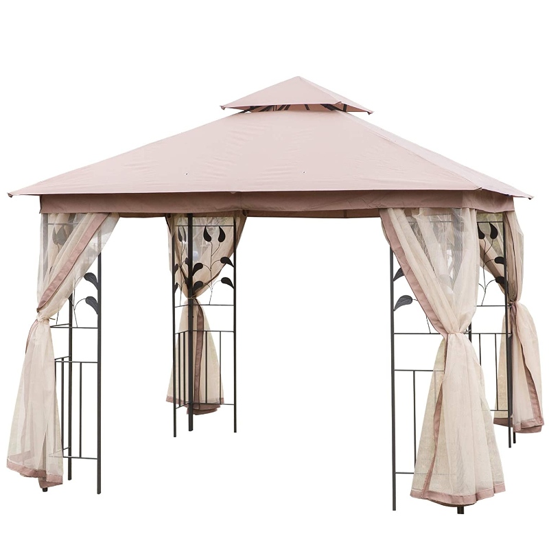 Tente extérieure de rectangle de tissu en acier de gazebo avec le rideau en maille