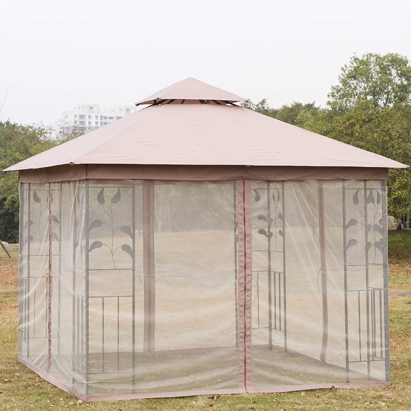 Tente extérieure de rectangle de tissu en acier de gazebo avec le rideau en maille