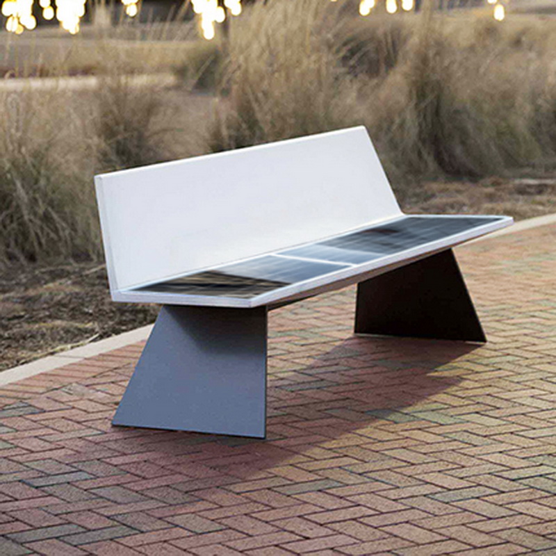 Banc solaire extérieur intelligent de taille moyenne de couleur blanche