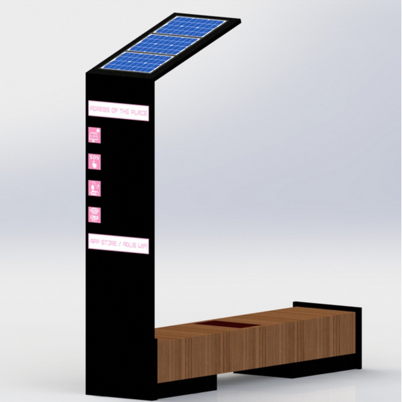 Banc extérieur solaire intelligent de chargement USB Wifi en acier inoxydable avec affichage à LED