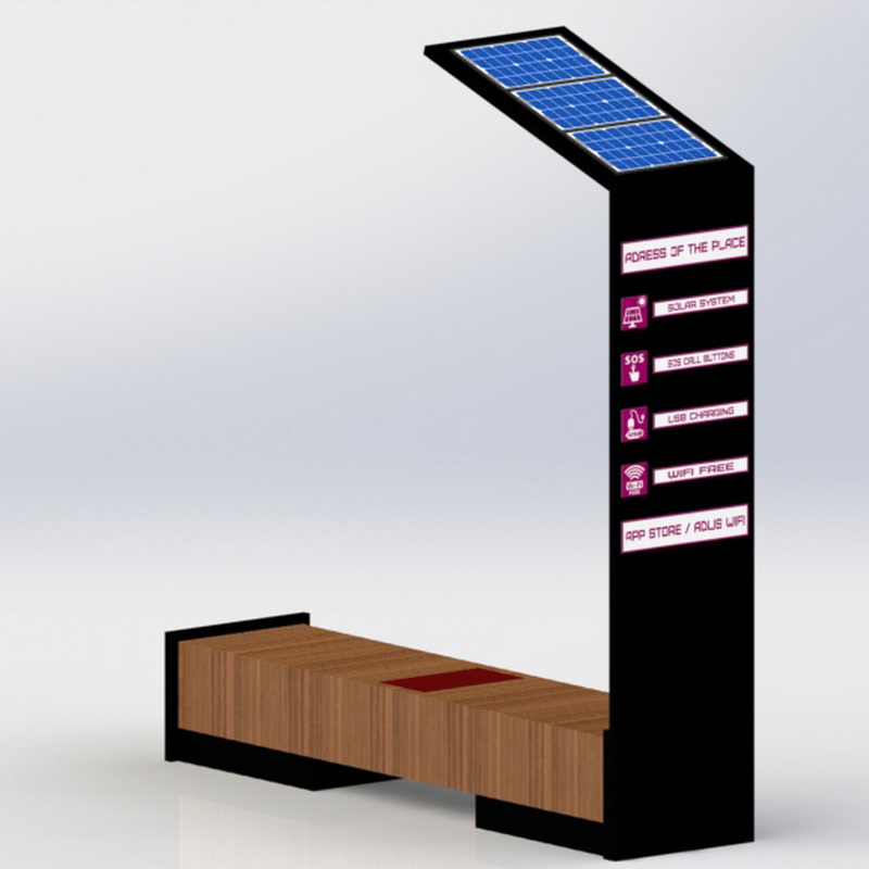 Banc extérieur solaire intelligent de chargement USB Wifi en acier inoxydable avec affichage à LED