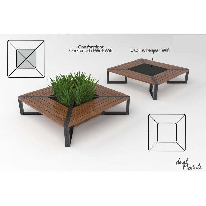 New Design Wireless recharge intelligent Solar Garden Furniture court banc Park