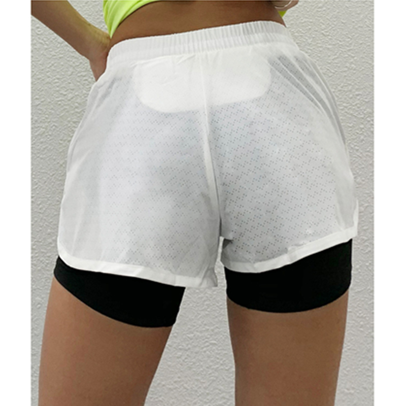 Short de sport à lacets à deux étages Pantalon de sport en mesh respirant à séchage rapide